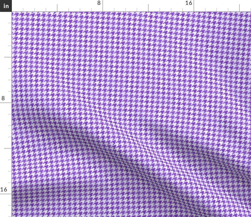 Small Royal Purple and White Handpainted Houndstooth Check Watercolor Pattern Fabric