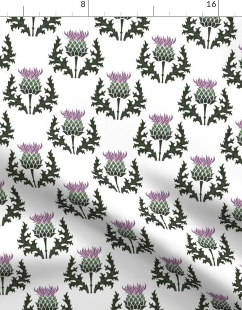 Small Scottish Thistle Flower of Scotland on White Fabric