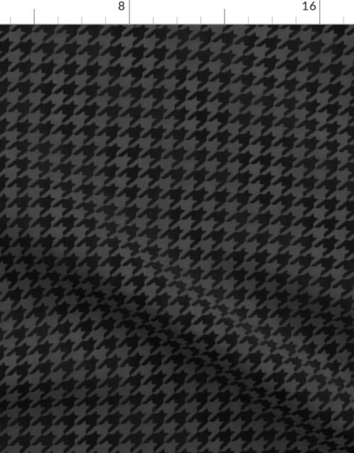 Small Soot Black and Ash Grey Handpainted Houndstooth Check Watercolor Pattern Fabric