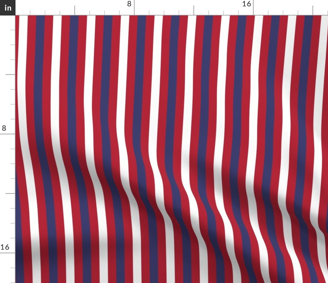Small USA Flag Alternating Vertical Red and Blue with White Stripes Fabric