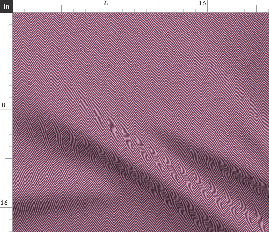 Small USA Flag Red, White and Blue Wavy ZigZag Chevron Stripes Fabric