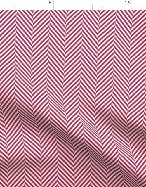 Small Viva Magenta and White Geometric Herringbone Pattern Fabric