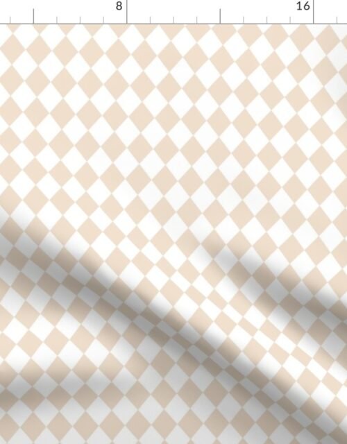 Small White and Natural Color Diamond Harlequin Pattern Fabric