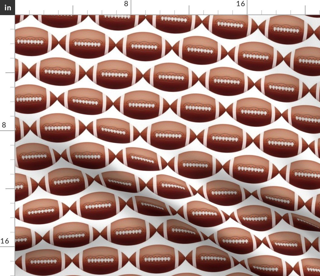 Smaller Gridiron American Pigskin Football with Lacing and Stitching on White Background Fabric