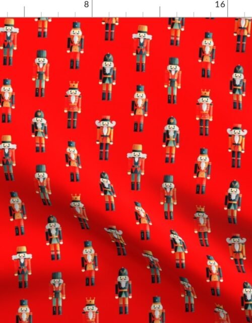 Soldier and King Christmas Nutcrackers Parade on Christmas  Red Fabric