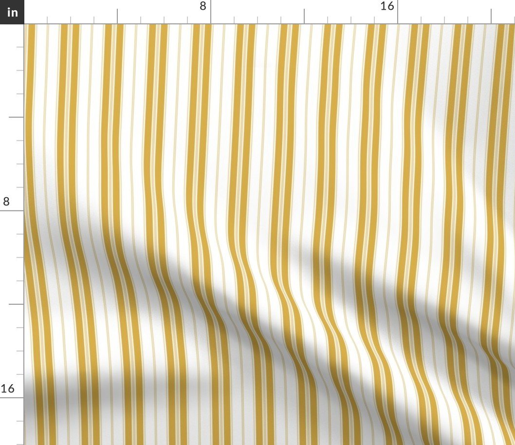 Spicy Mustard and White Autumn Winter 2022 2023 Color Trend Mattress Ticking Fabric