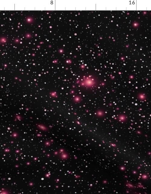 Starry Night of Beautiful Universe with Pink Stars Fabric