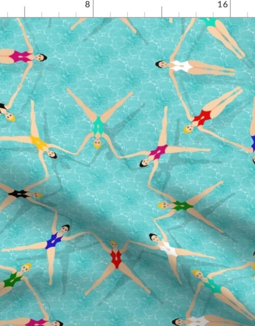 Synchronized Swimmers Water Ballet in Aqua Swimming Pool Fabric