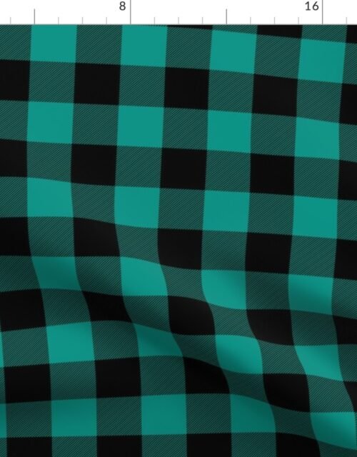 Teal and Black Buffalo Check Gingham Plaid Fabric