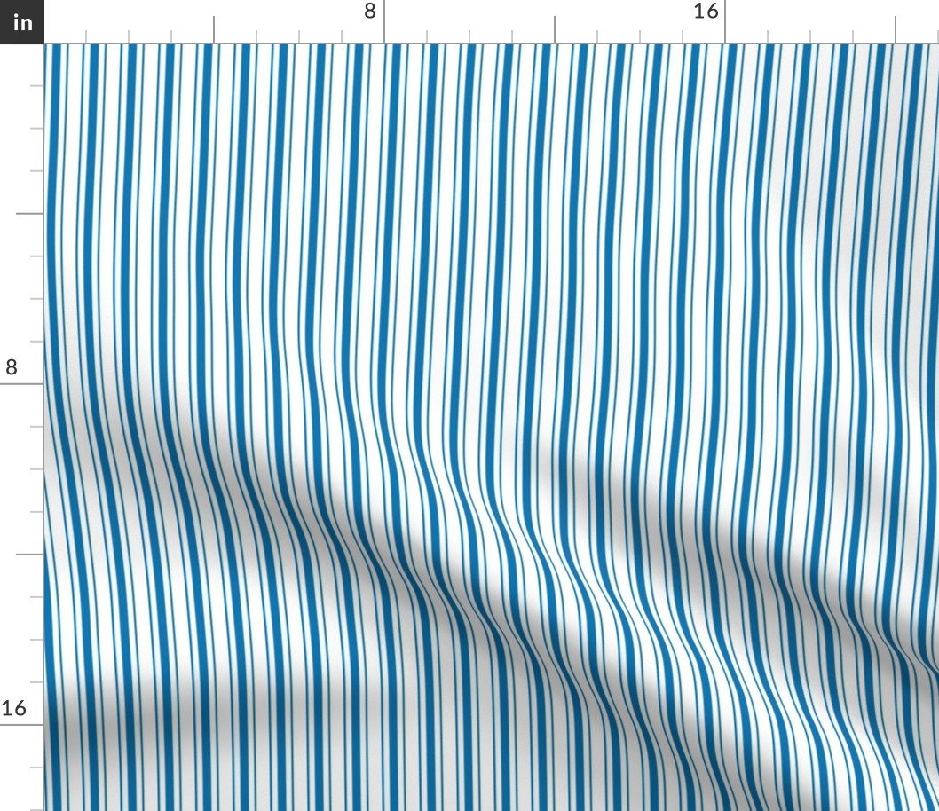 Traditional Micro Bluebell Blue Vintage Ticking Upholstery Stripes Fabric