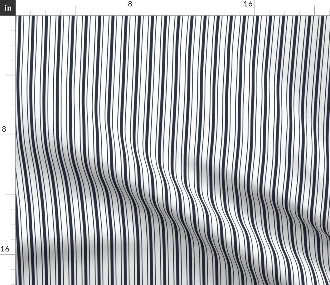Traditional Micro Navy Blue Vintage Ticking Upholstery Stripes Fabric