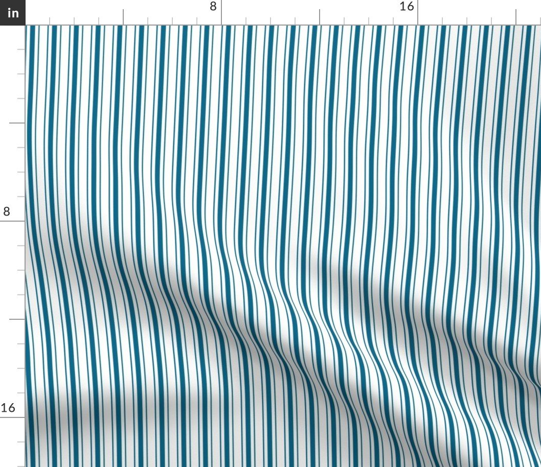 Traditional Micro Peacock Blue Vintage Ticking Upholstery Stripes Fabric