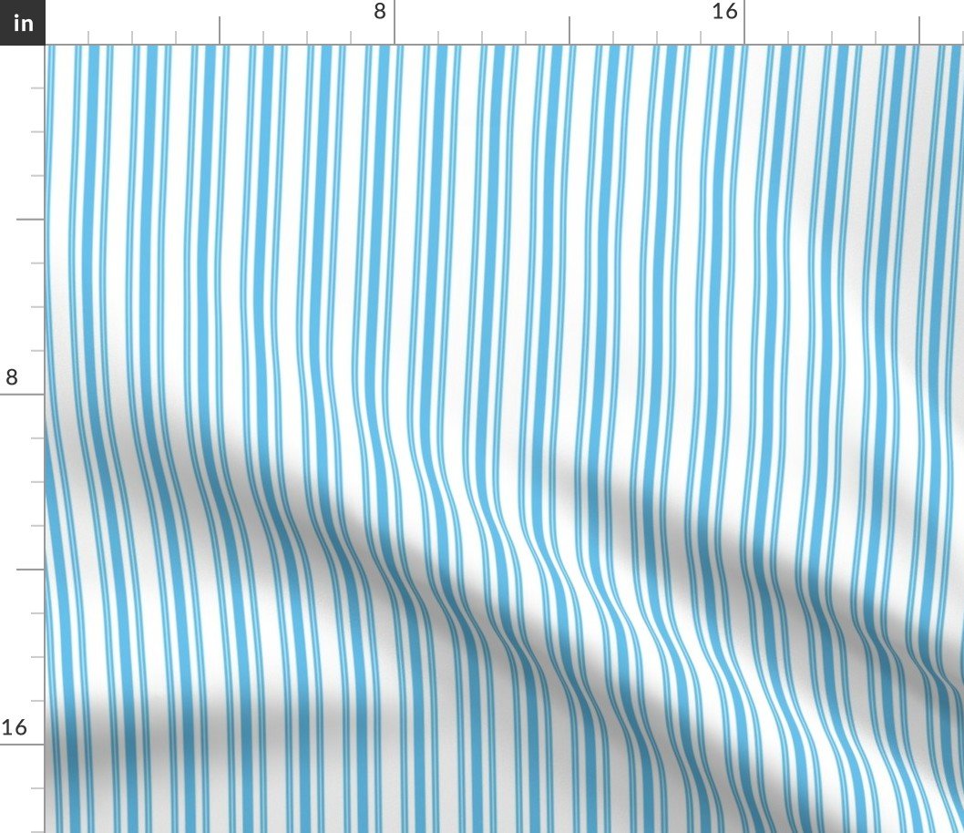 Trendy Large Blue Sky Pastel Blue French Mattress Ticking Double Stripes Fabric