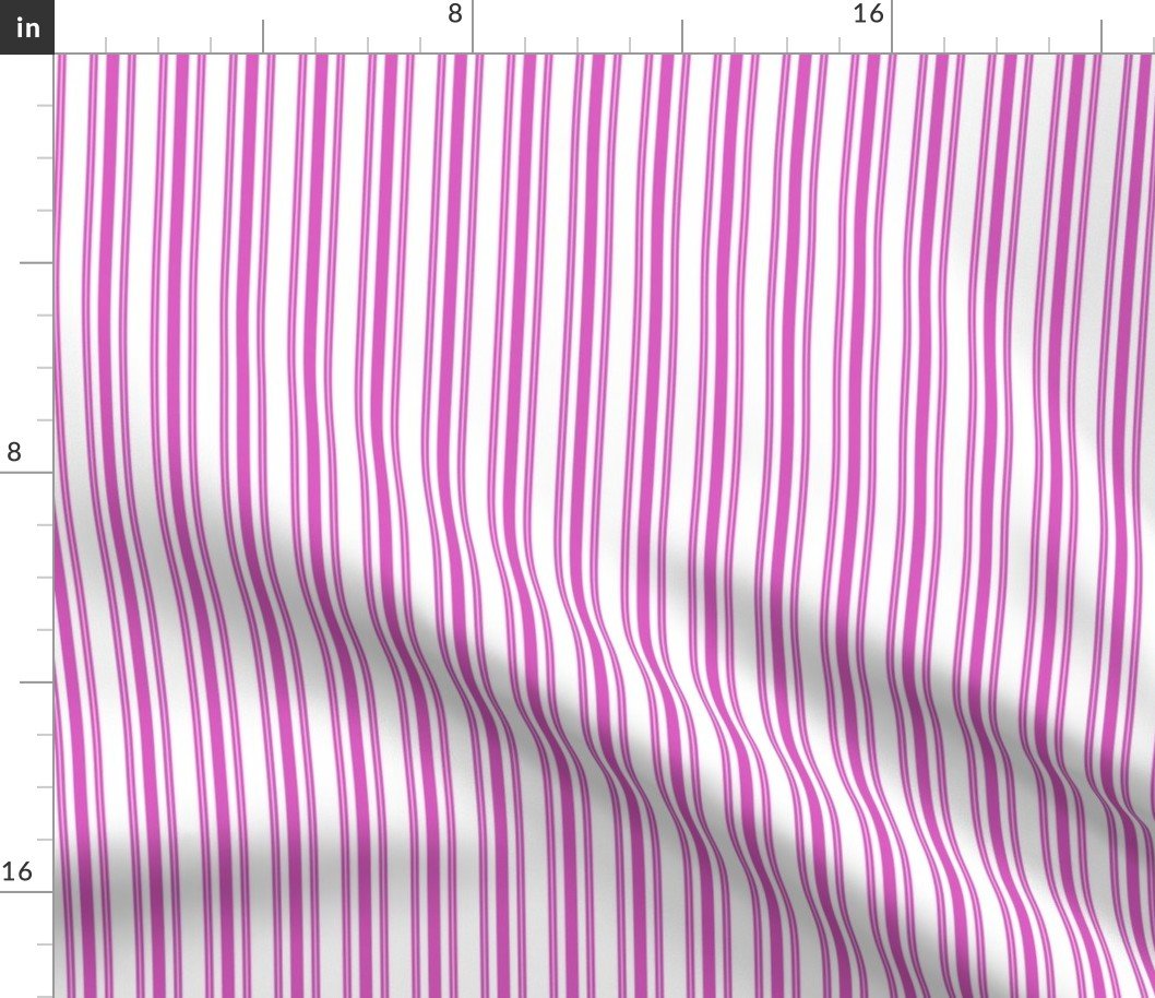 Trendy Large Pink Fuchsia Pastel Pink French Mattress Ticking Double Stripes Fabric