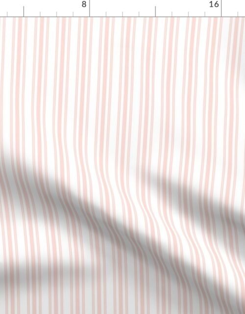 Trendy Large Pink Rosebud Pastel Pink French Mattress Ticking Double Stripes Fabric