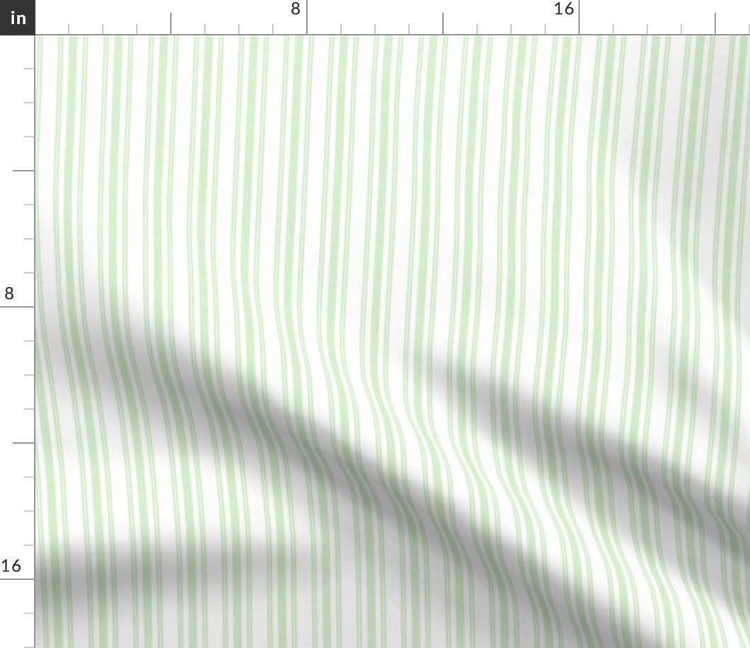 Trendy Large Spearmint Mint Pastel Green French Mattress Ticking Double Stripes Fabric