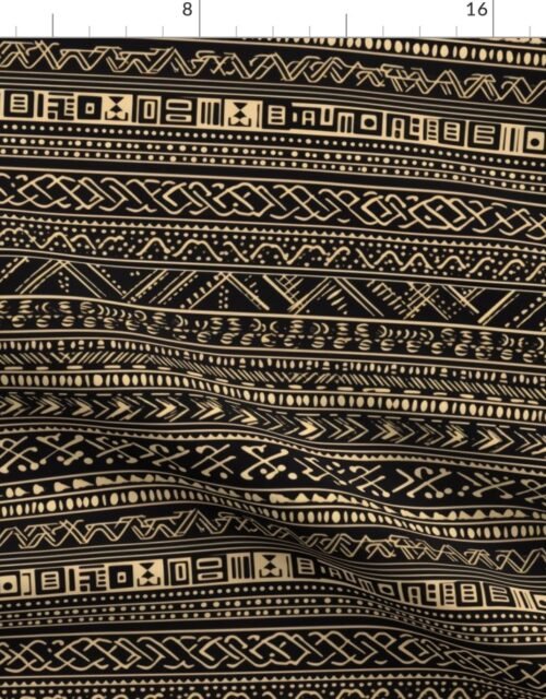 Tribal Mudcloth Boho Ethnic Print in Black and Cream Fabric