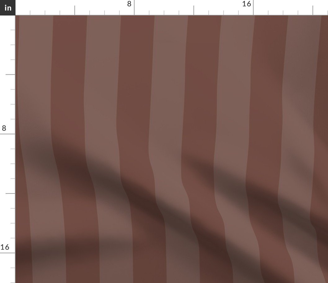 Two-Tone 2 Inch Cinnamon and Faded Cinnamon Modern Cabana Upholstery Stripes Fabric