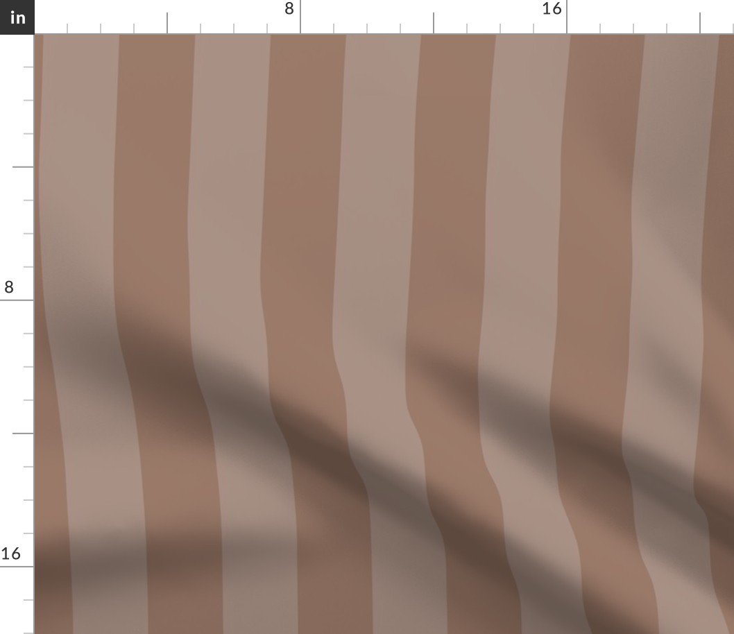 Two-Tone 2 Inch Mocha and Faded Mocha Modern Cabana Upholstery Stripes Fabric