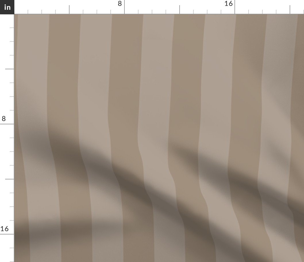 Two-Tone 2 Inch Mushroom and Faded Mushroom Modern Cabana Upholstery Stripes Fabric