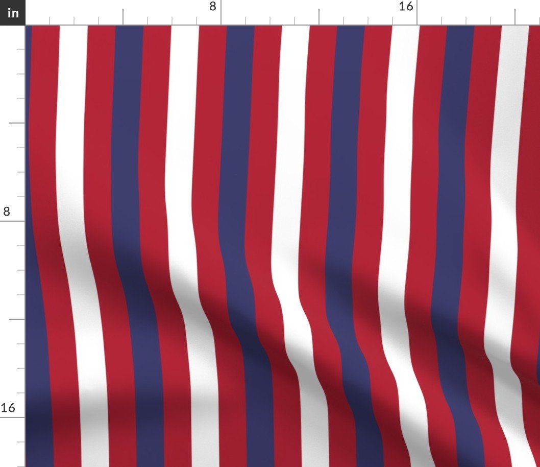 USA Flag Alternating Vertical Red and Blue with White Stripes Fabric