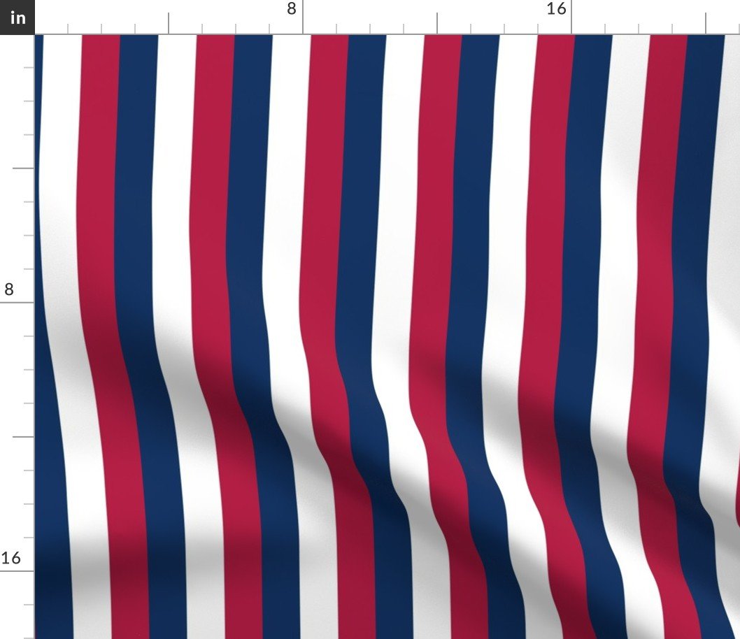 USA Flag Red, White and Blue Alternating 1 Inch Vertical Stripes Fabric