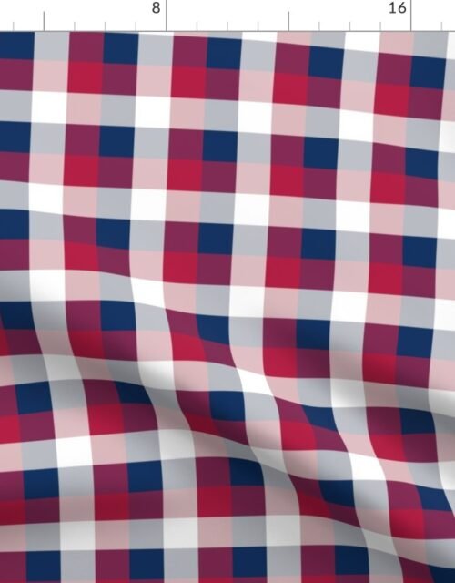 USA Red, White and Blue Large 1 Inch Gingham Check Fabric