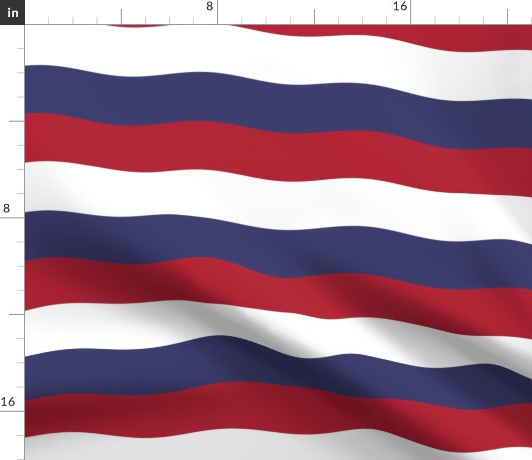 USA Red White and blue 2 inch Scalloped Horizontal Waves Fabric