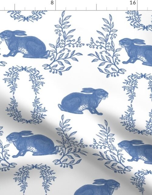 Vintage Blue Rabbit with Garlands Fabric