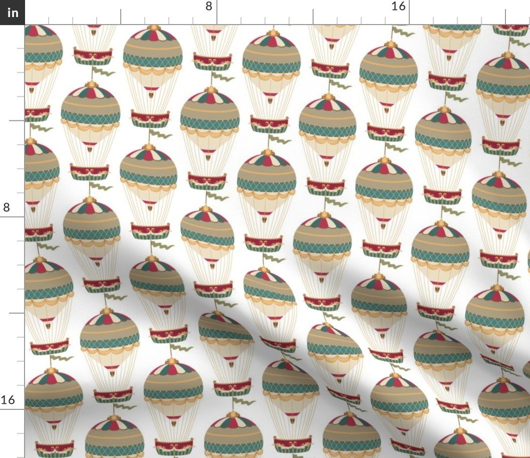 Vintage Ornamental Striped Hot Air Helium Balloons Fabric