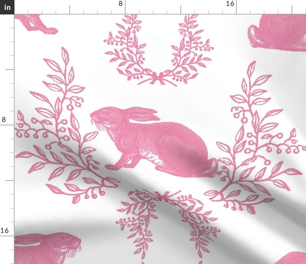 Vintage Rose Rabbit with Garlands Fabric