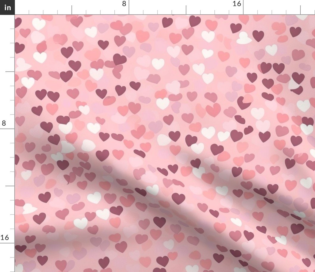 Watercolor Pink and Red Valentines Hearts Fabric
