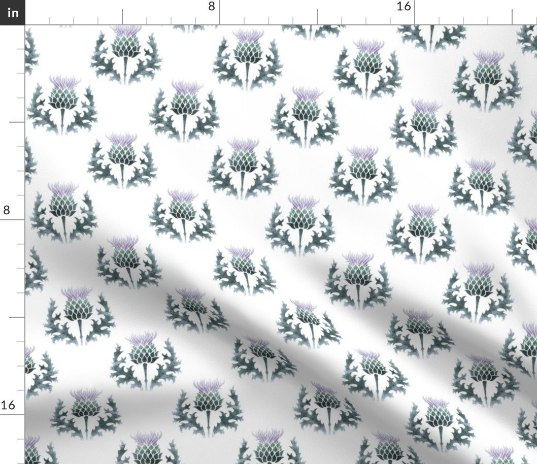 Watercolor Scottish Thistle Flower of Scotland Fabric