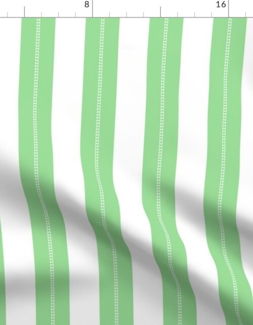 White and Mint Green Cabana Beach Bubble Stripes Fabric