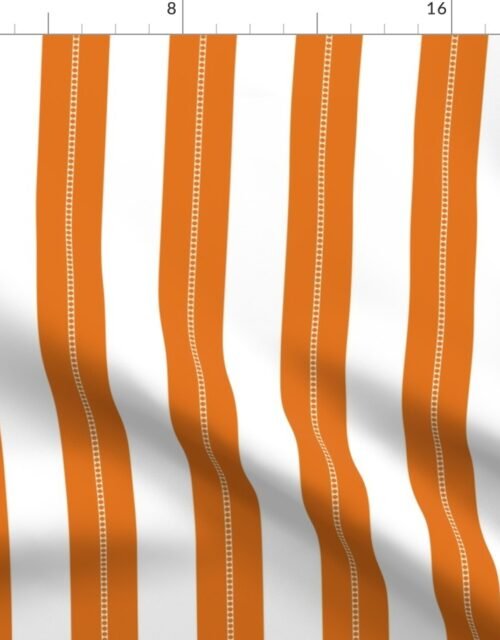 White and Sunset Orange Cabana Beach Bubble Stripes Fabric