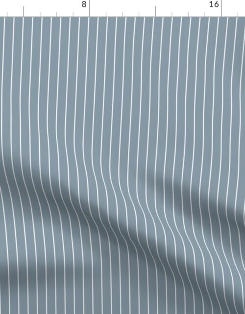 Winter Blue and White Half Inch French Provincial Winter Pin Stripes Fabric