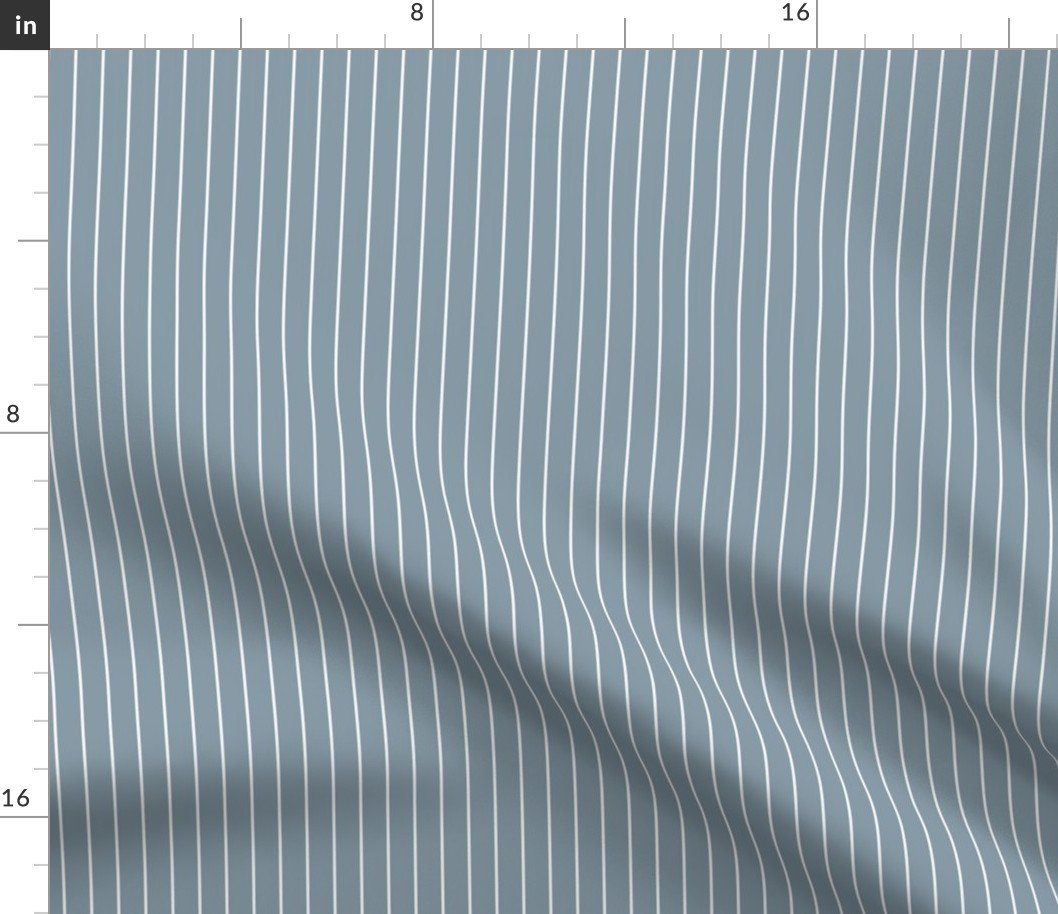 Winter Blue and White Half Inch French Provincial Winter Pin Stripes Fabric