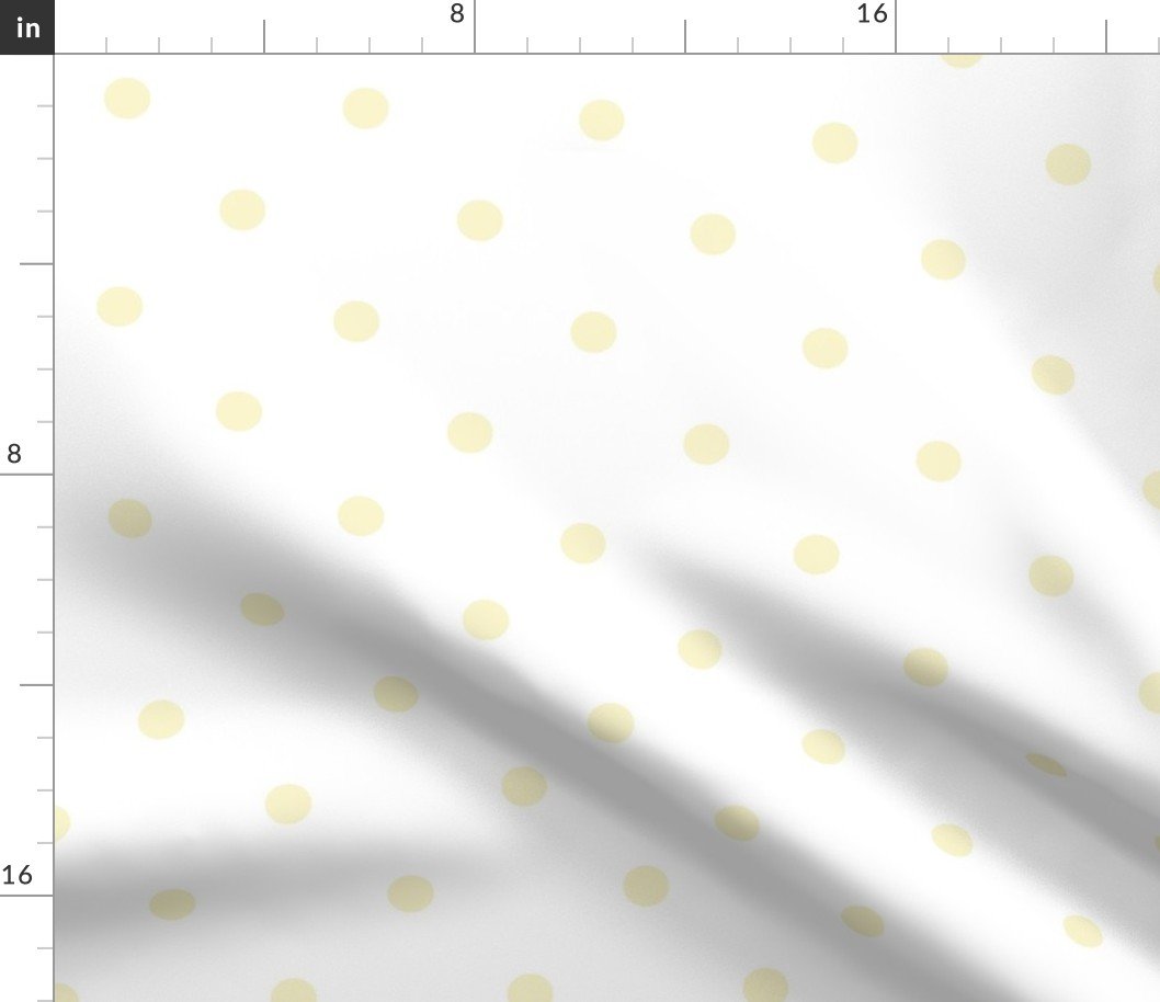 Yellow Gold Polka Dots on Vintage Christmas Snowy White Fabric
