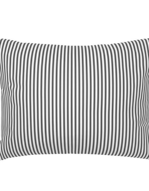 Black and White Mattress Ticking 1/4 inch Wide Bedding Stripes Standard Pillow Sham