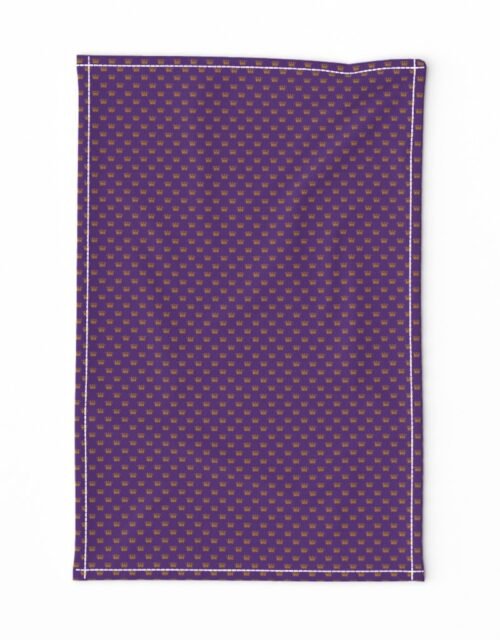 Micro Gold Crowns on Royal Purple Tea Towel