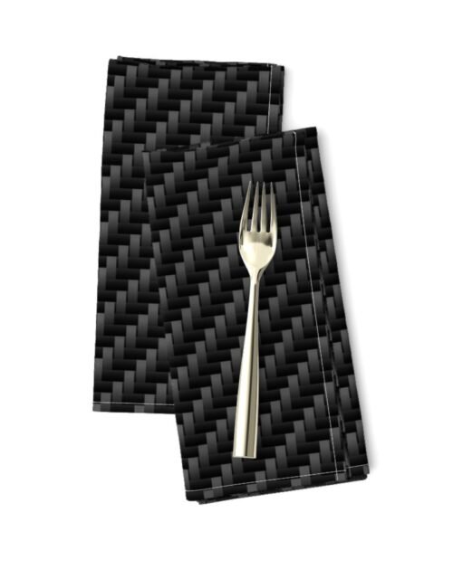 Large Diagonal Ribbed Black Carbon Fibre  for the Man Cave Dinner Napkins
