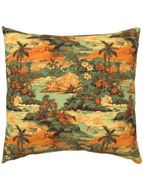 Small Vintage Hawaiian Landscape Green Euro Pillow Sham