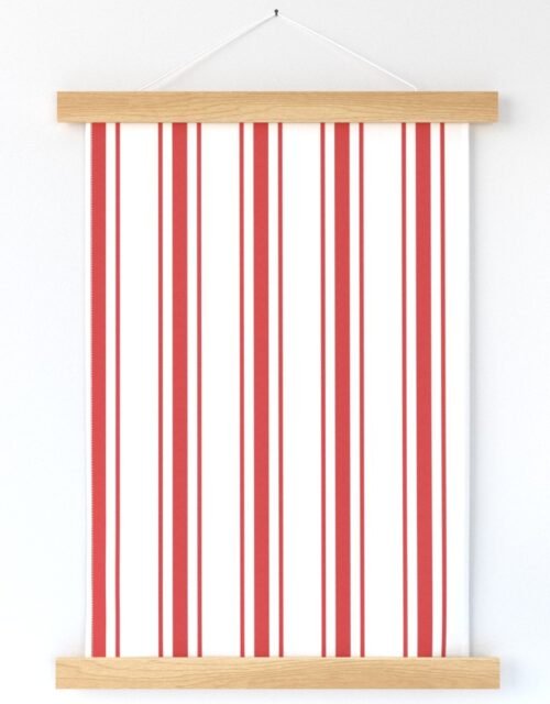 Mattress Ticking Wide Striped Pattern in Red and White Wall Hanging