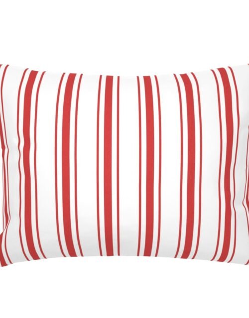 Mattress Ticking Wide Striped Pattern in Red and White Standard Pillow Sham